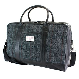 Harris Tweed Travel Holdall PU Trim: Berneray Grey