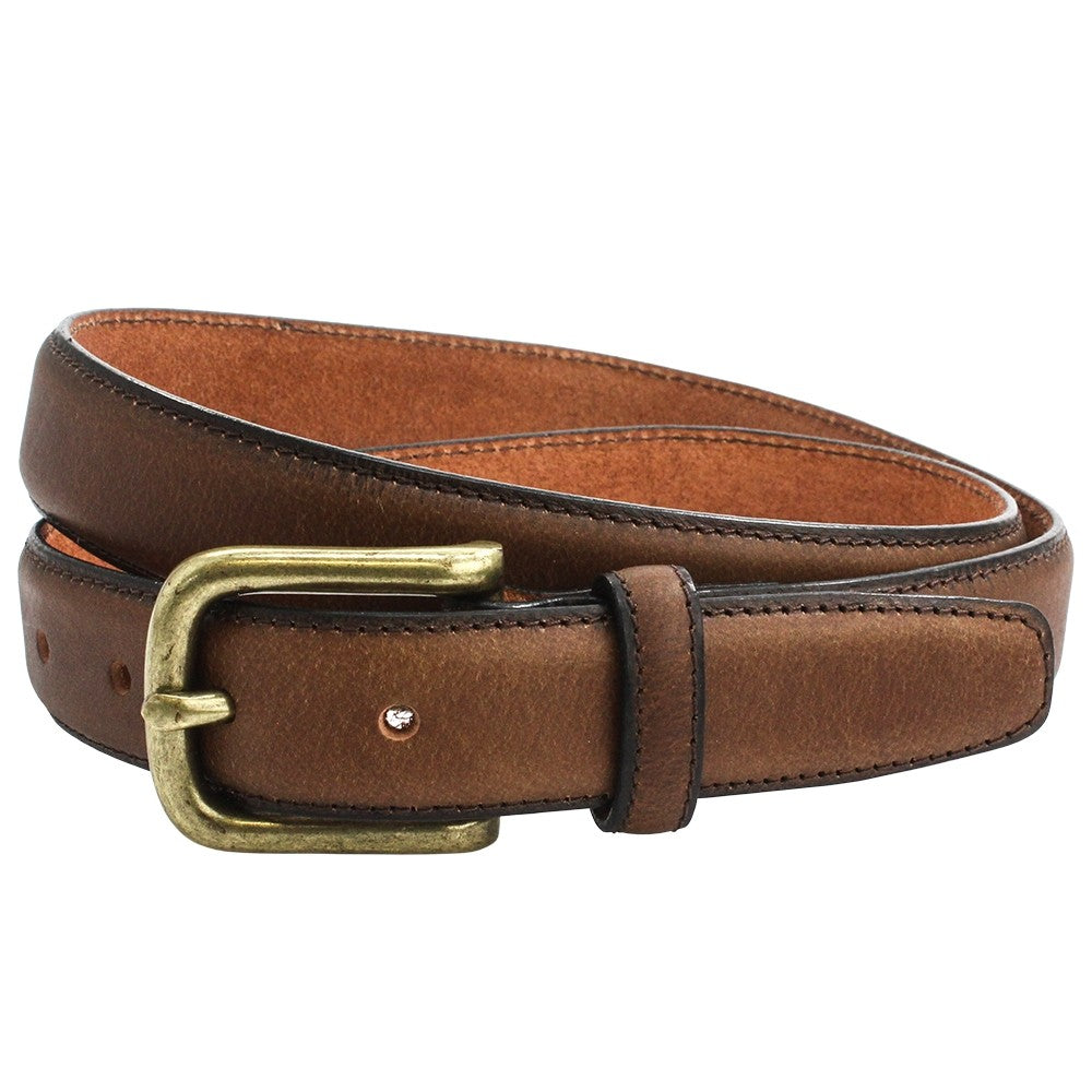 Leather Casual Chino Belt Burnished Edge: Tan (L)