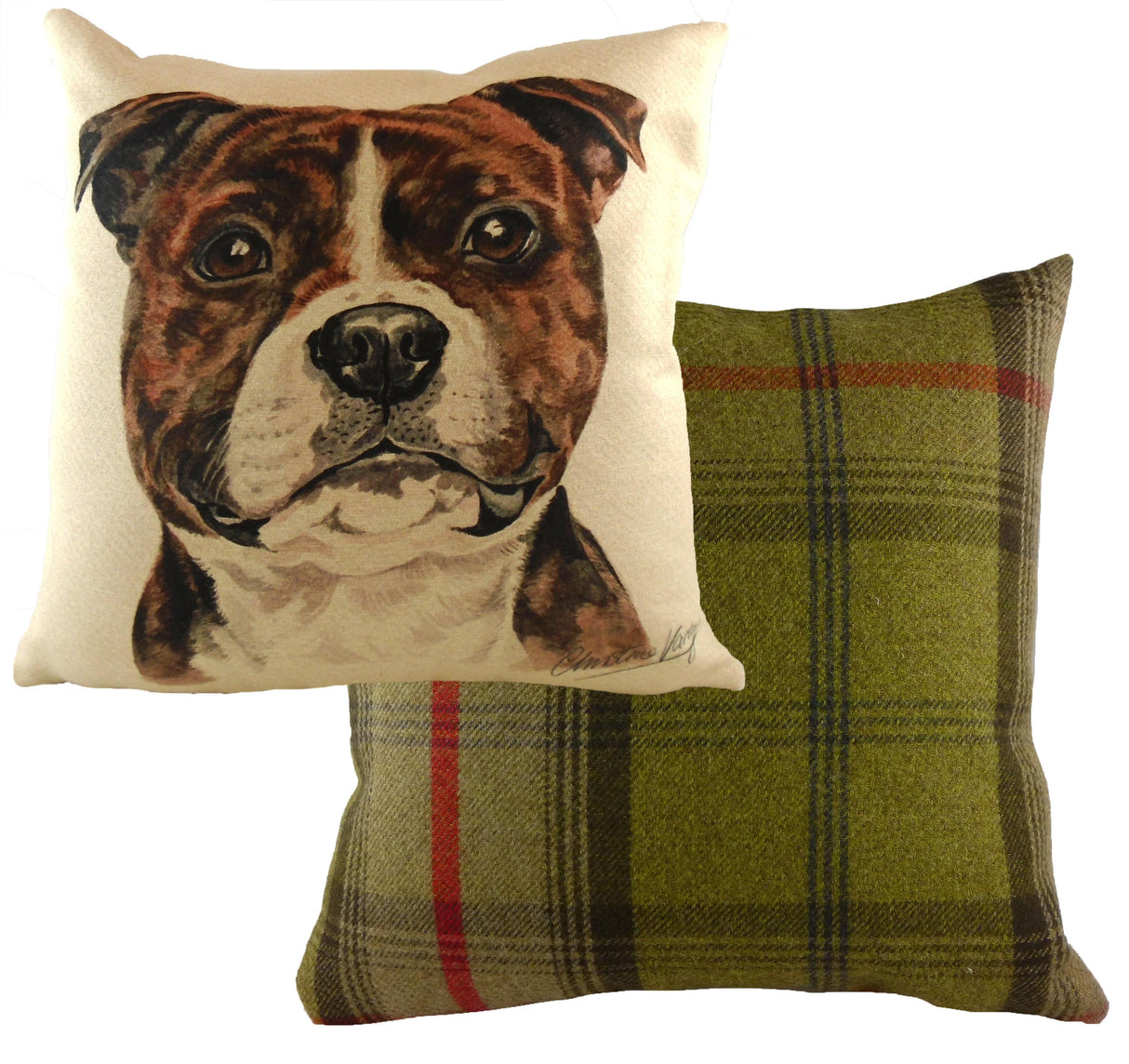 Evans Lichfield Waggydogz Cushion Cover: Staffy Bull Terrier 17x17"