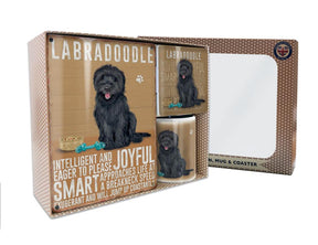 Metal Sign Mug & Coaster Boxed Gift Set - Black Labradoodle Dog