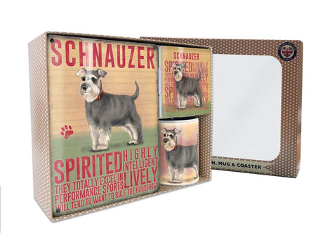 Metal Sign Mug & Coaster Boxed Gift Set - Schnauzer Dog