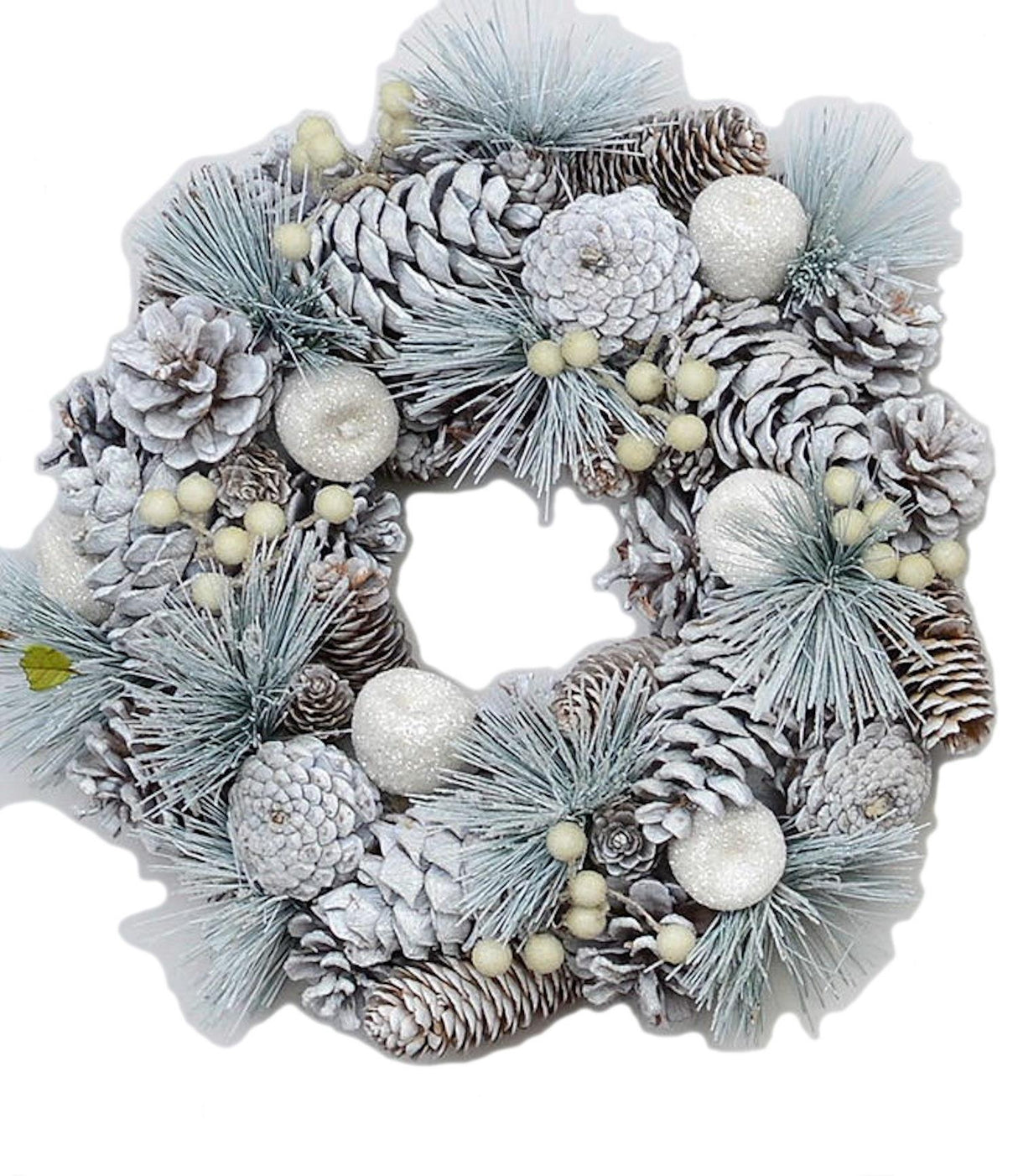 Christmas Wreath 32cm - Frosted Pine Cones & Apples